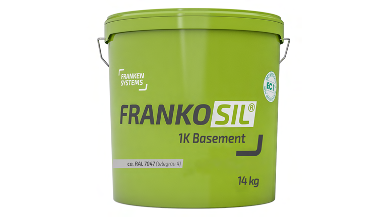 Grüner Eimer mit dem Schriftzug FRANKOSIL® 1K Basement